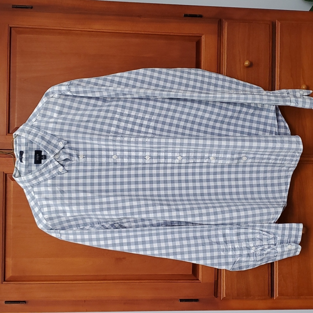 J. Crew Men's Grey Buffalo Check Shirt, Size XL